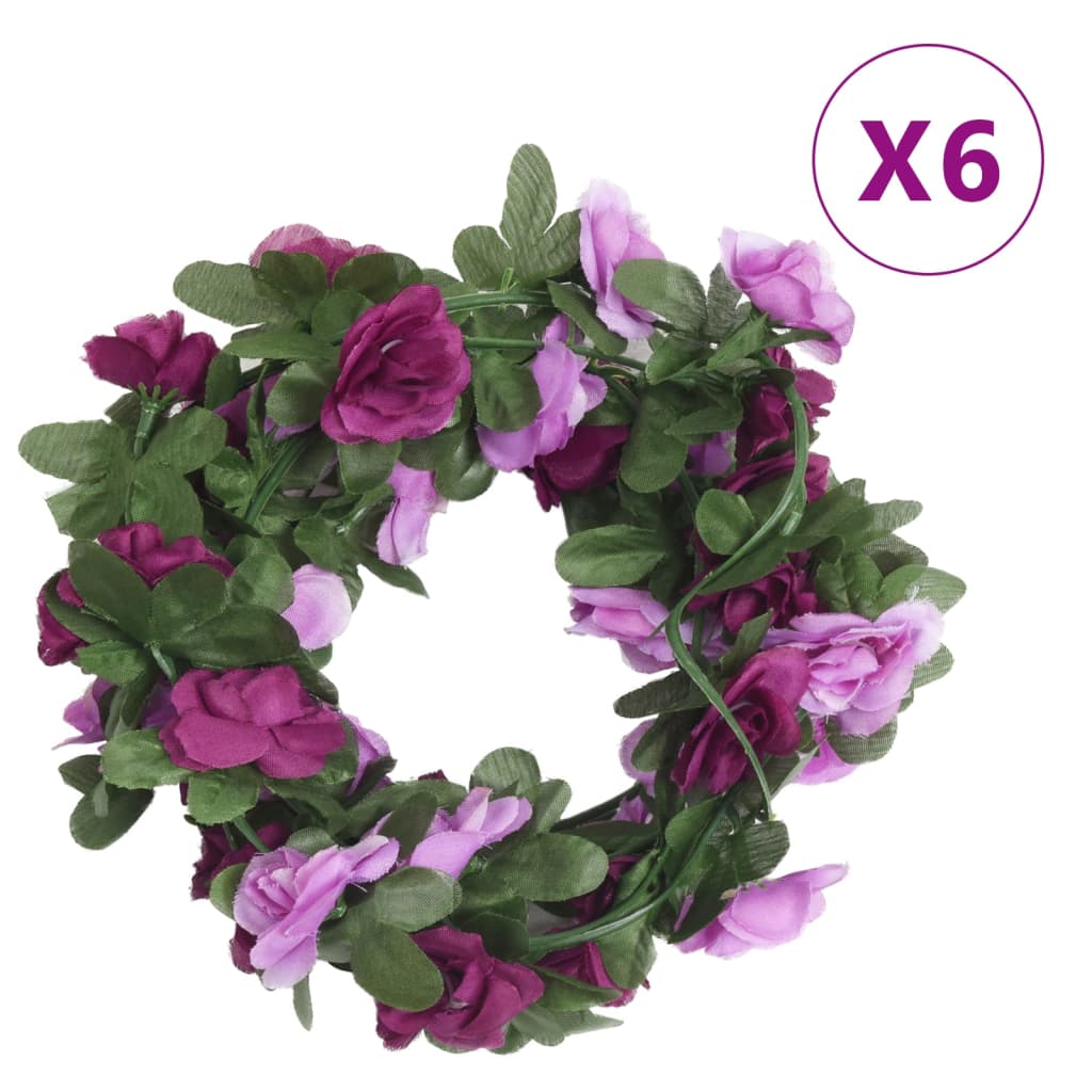 Christmas Flower Garlands 6 Pcs 250 Cm
