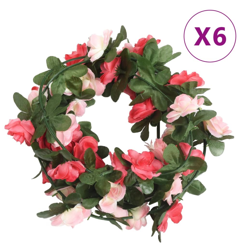 Christmas Flower Garlands 6 Pcs 250 Cm