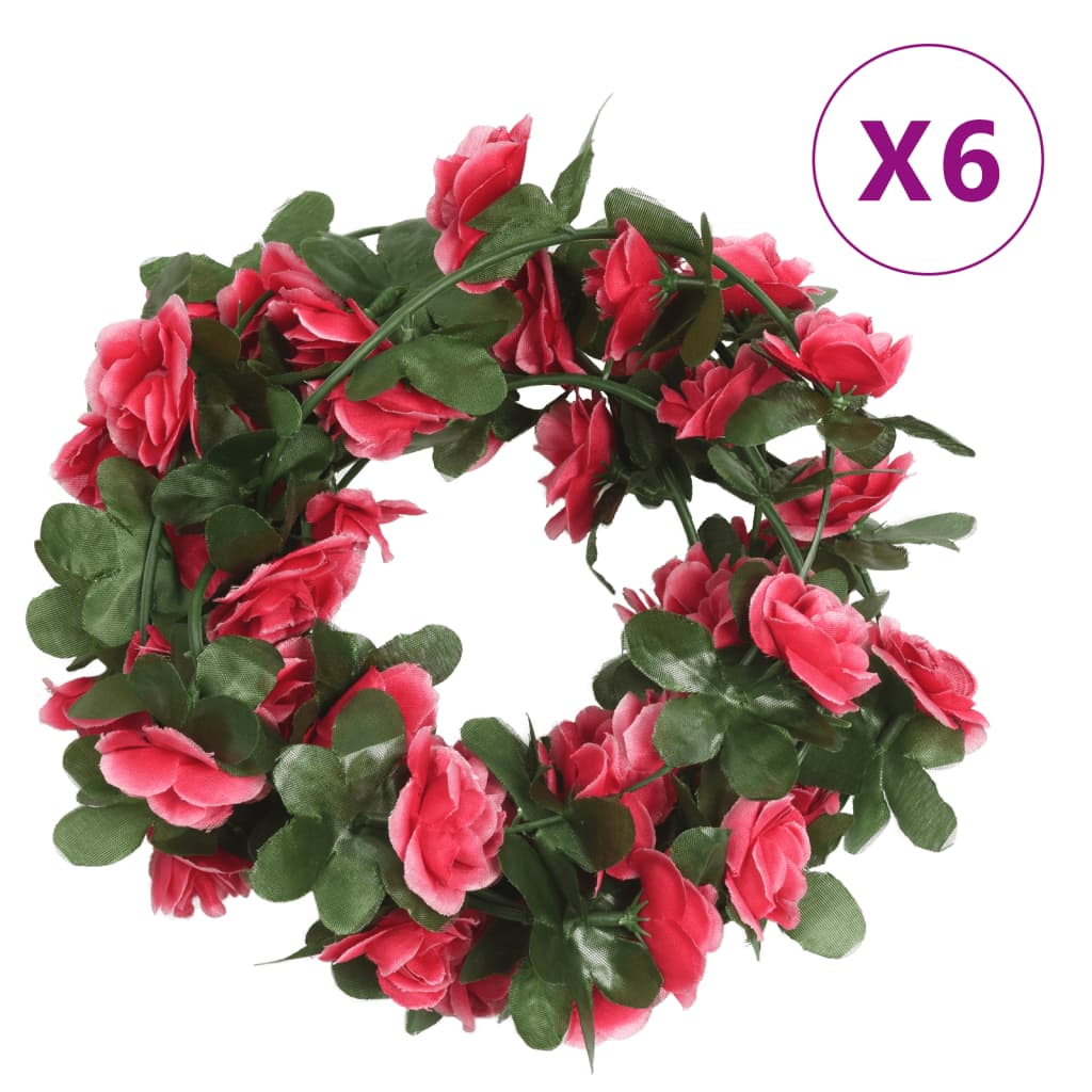 Christmas Flower Garlands 6 Pcs 250 Cm