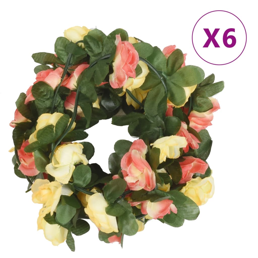 Christmas Flower Garlands 6 Pcs 250 Cm