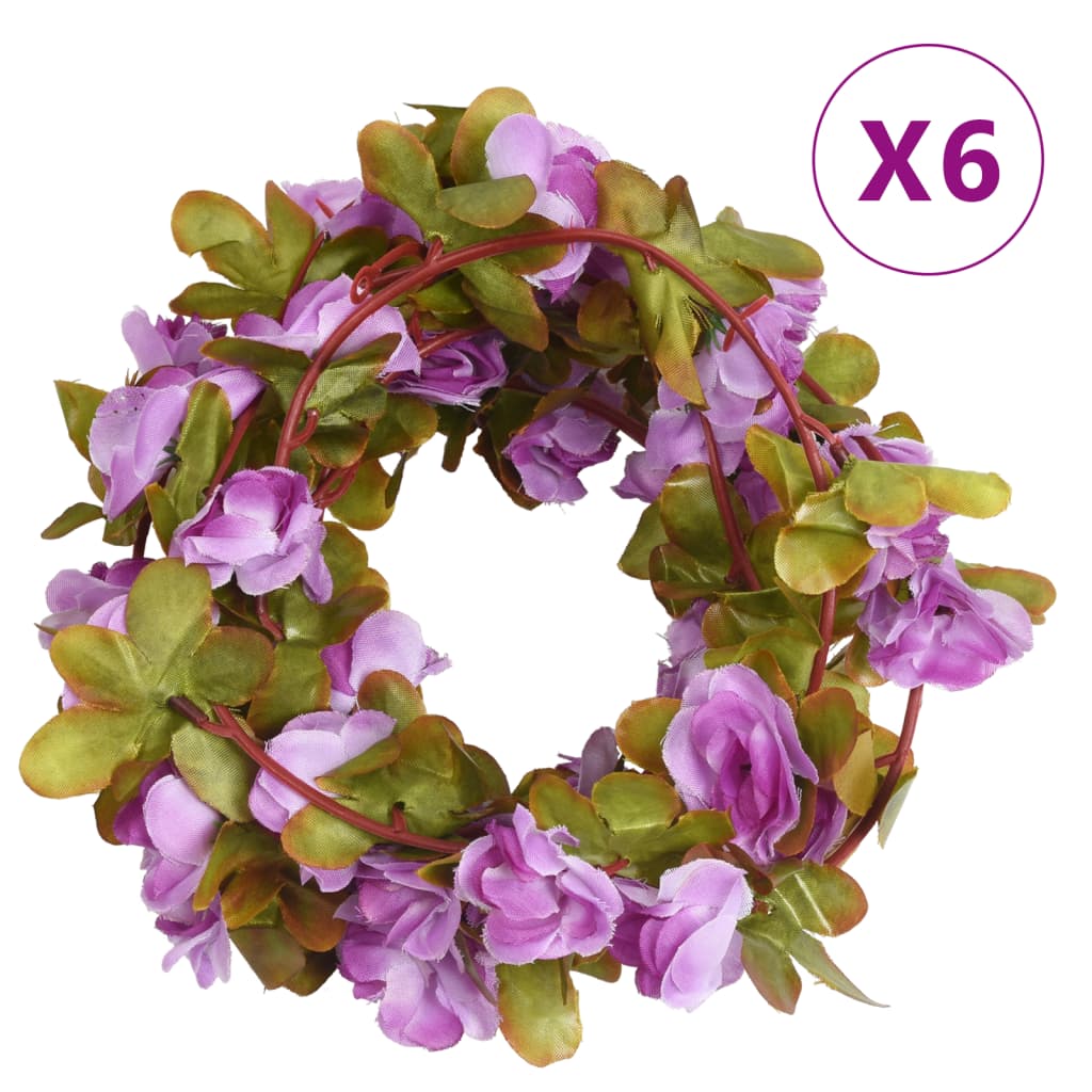Christmas Flower Garlands 6 Pcs 250 Cm