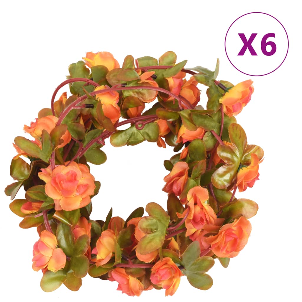 Christmas Flower Garlands 6 Pcs 250 Cm