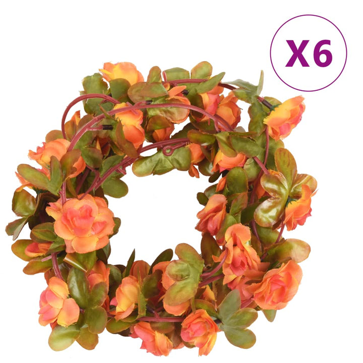 Christmas Flower Garlands 6 Pcs 250 Cm