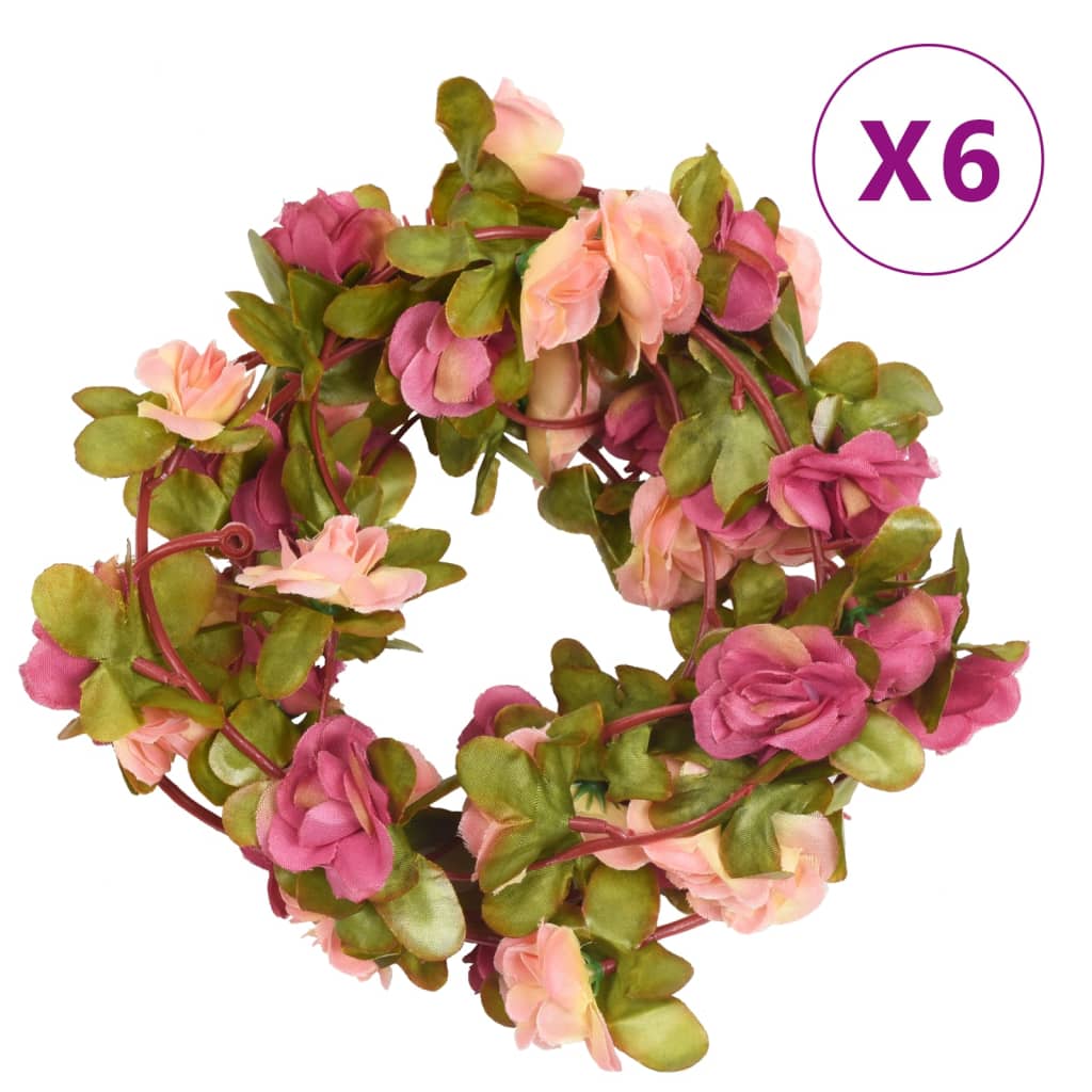 Christmas Flower Garlands 6 Pcs 250 Cm