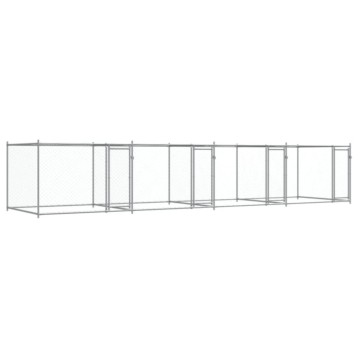 Dog Cage With Doors Grey Galvanised Steel