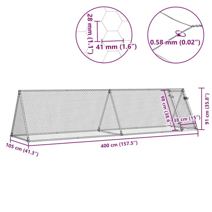 Chicken Cage Silver Galvanised Steel