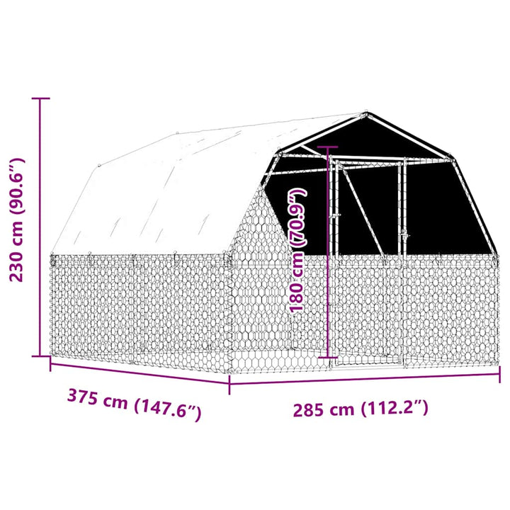 Dog Cage With Roof And Door Silver Galvanised Steel