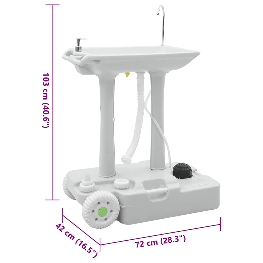 Camping Handwash Stand Grey 72 X 42 X 103 Cm Plastic