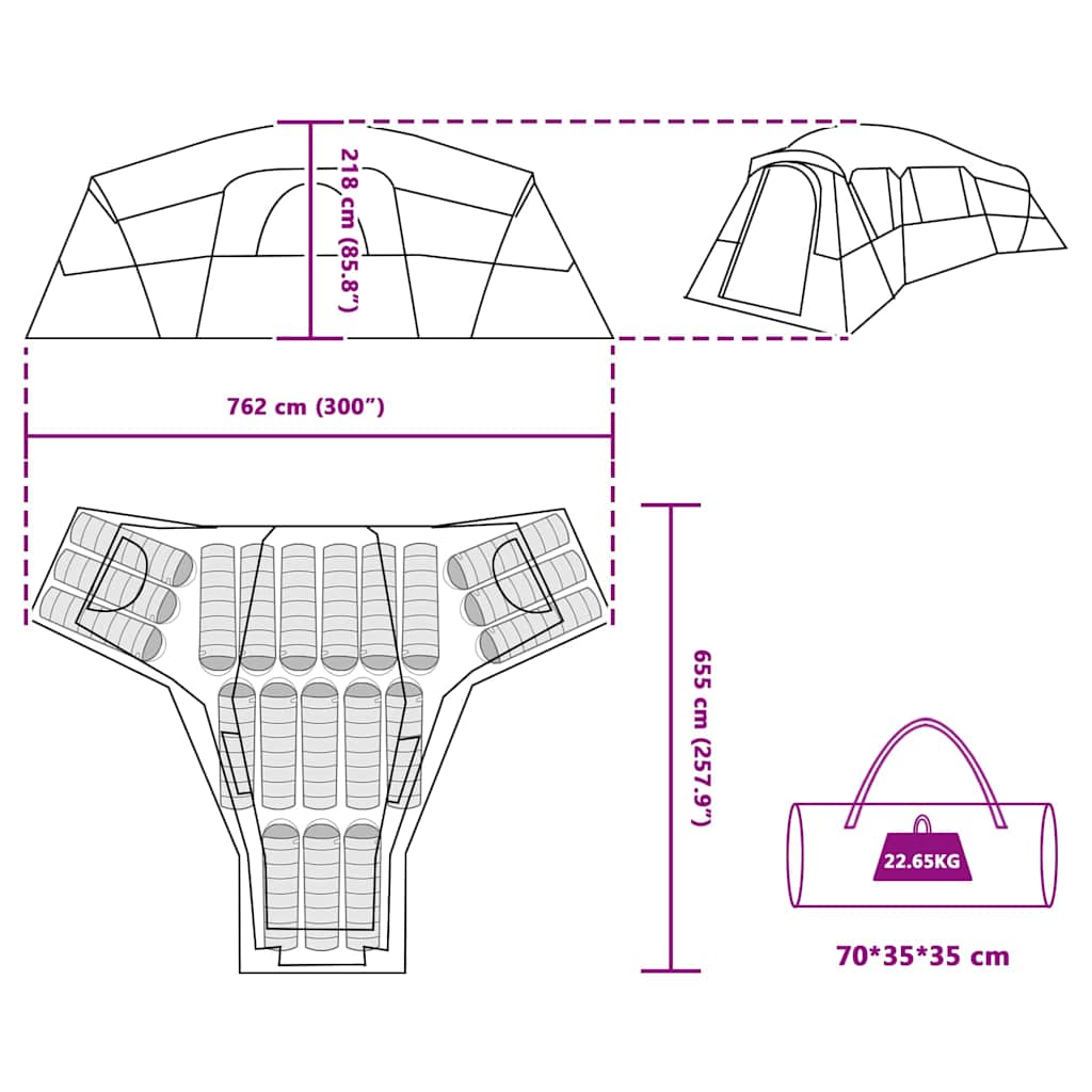 Family Tent 762 X 655 X 218 Cm Polyester