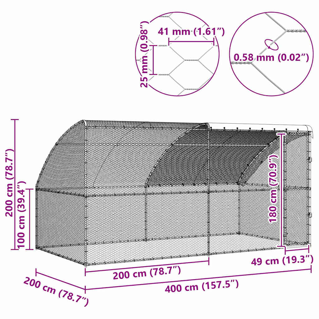 Chicken Cage Silver Galvanised Steel