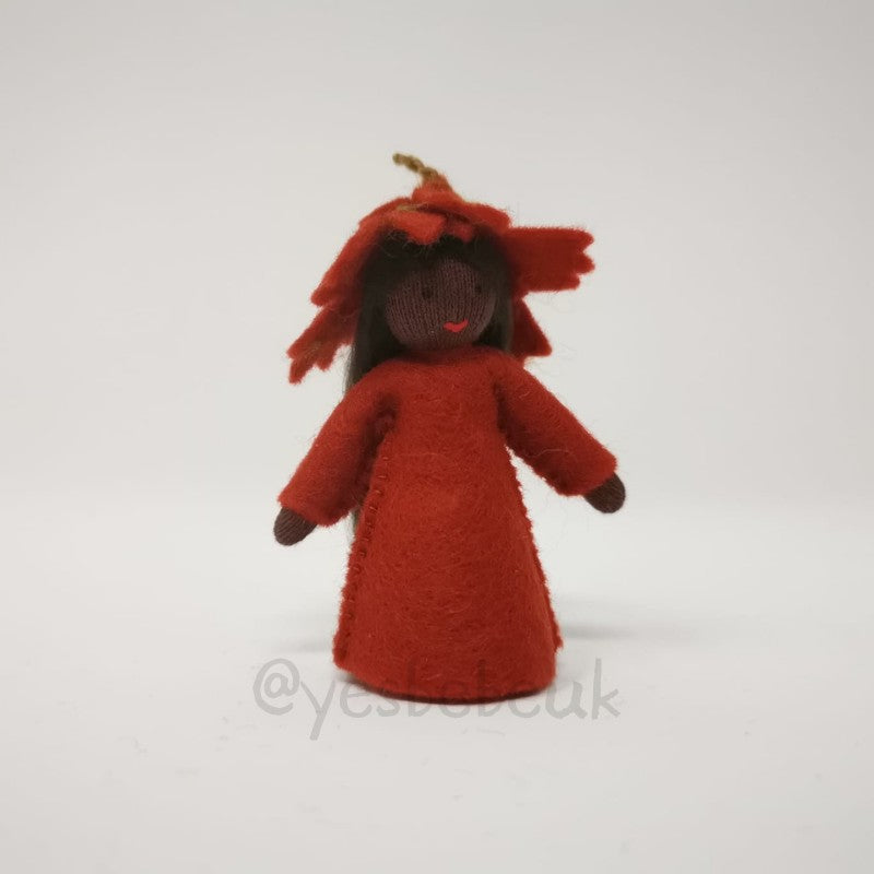 Autumn Leaf Doll with Flower on Head