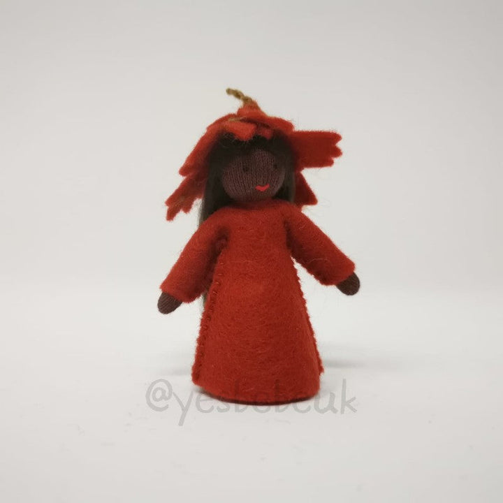 Autumn Leaf Doll with Flower on Head