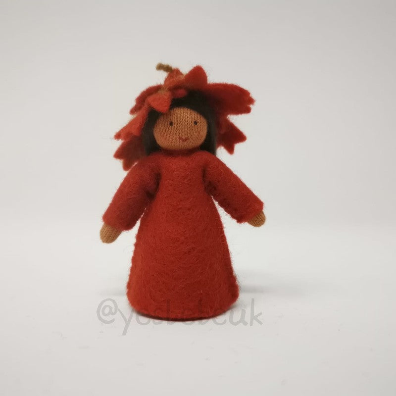Autumn Leaf Doll with Flower on Head