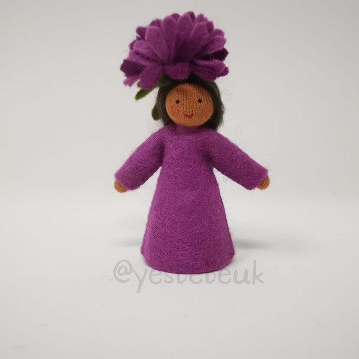 Michaelmas Daisy Girl Doll with Flower on Head