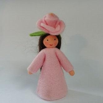 Pink Rose Doll with Flower on Head