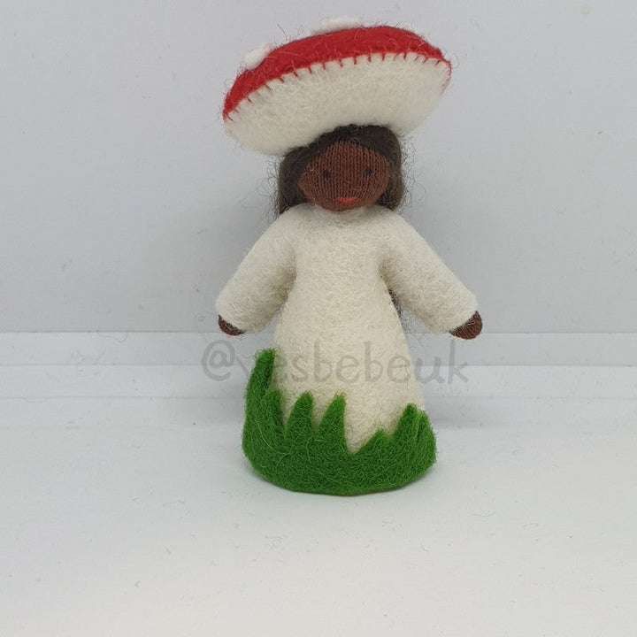 Red Fungus Girl with Flower on Head