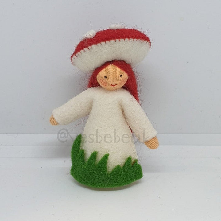 Red Fungus Girl with Flower on Head