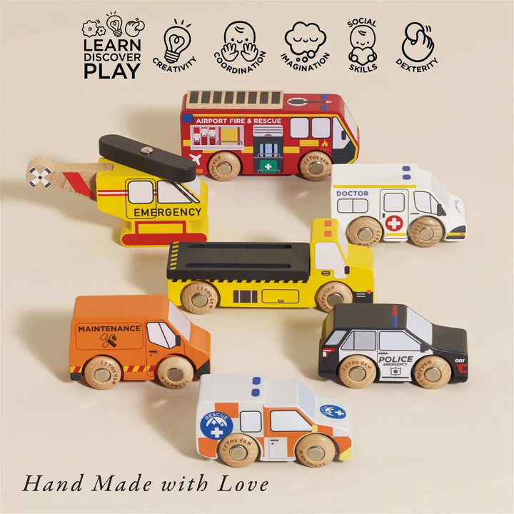 Emergency Helicopter & Rescue Cars-Emergency Services Vehicles-Le Toy Van-Yes Bebe