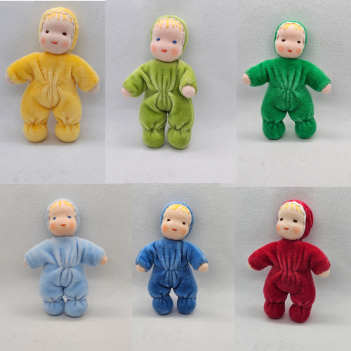Baby Doll 13 cm – Handmade Soft Velour Waldorf Pocket Doll