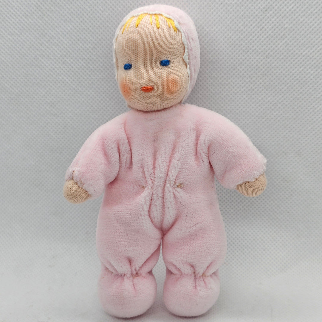 Baby Doll 13 cm – Handmade Soft Velour Waldorf Pocket Doll