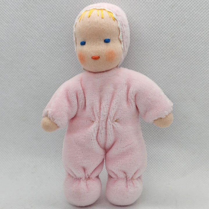Baby Doll 13 cm – Handmade Soft Velour Waldorf Pocket Doll