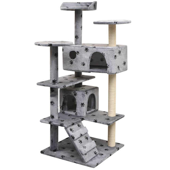 Cat Tree With Sisal Scratching Posts 150 Cm Paw Prints Grey