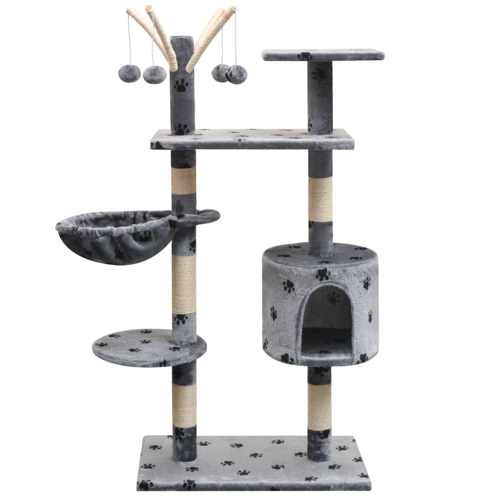 Cat Tree With Sisal Scratching Posts 150 Cm Paw Prints Grey