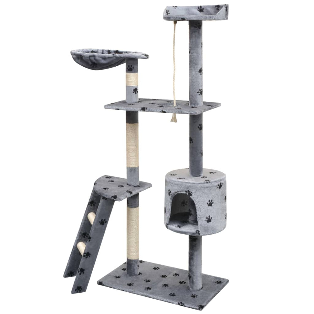 Cat Tree With Sisal Scratching Posts 150 Cm Paw Prints Grey