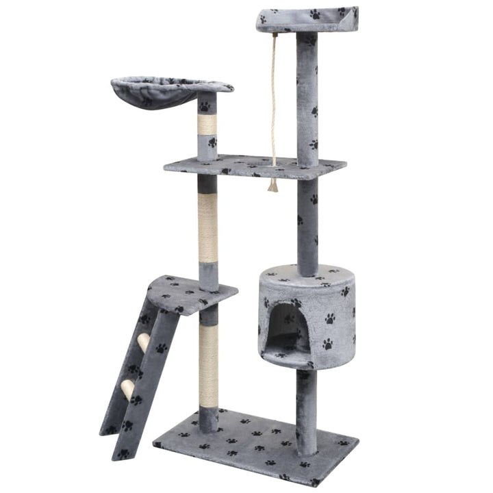 Cat Tree With Sisal Scratching Posts 150 Cm Paw Prints Grey