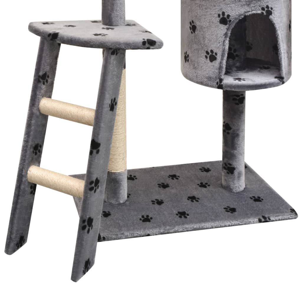 Cat Tree With Sisal Scratching Posts 150 Cm Paw Prints Grey
