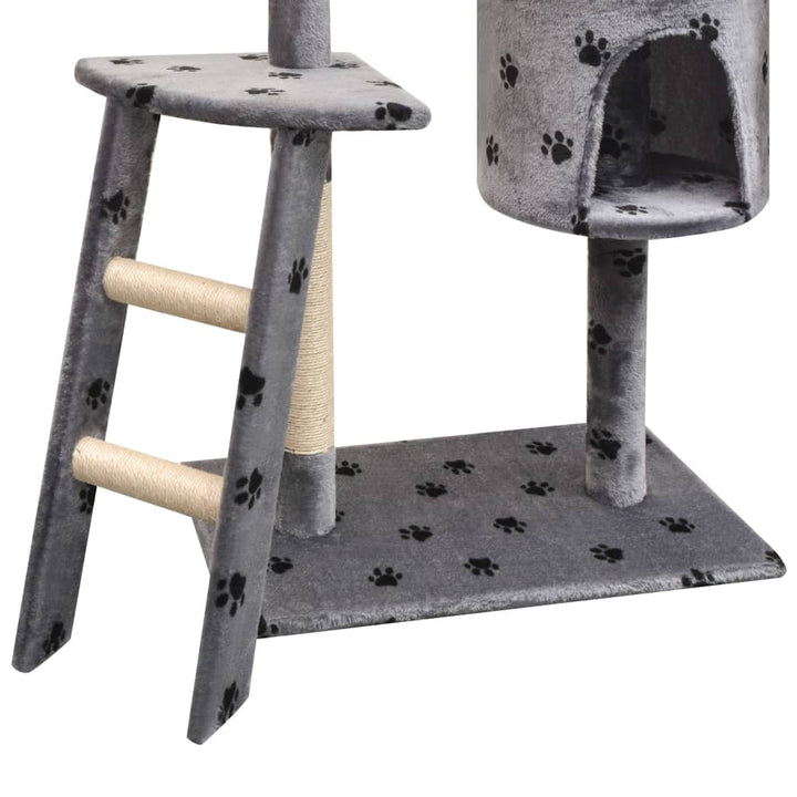 Cat Tree With Sisal Scratching Posts 150 Cm Paw Prints Grey