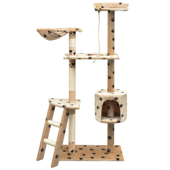 Cat Tree With Sisal Scratching Posts 150 Cm Paw Prints Grey