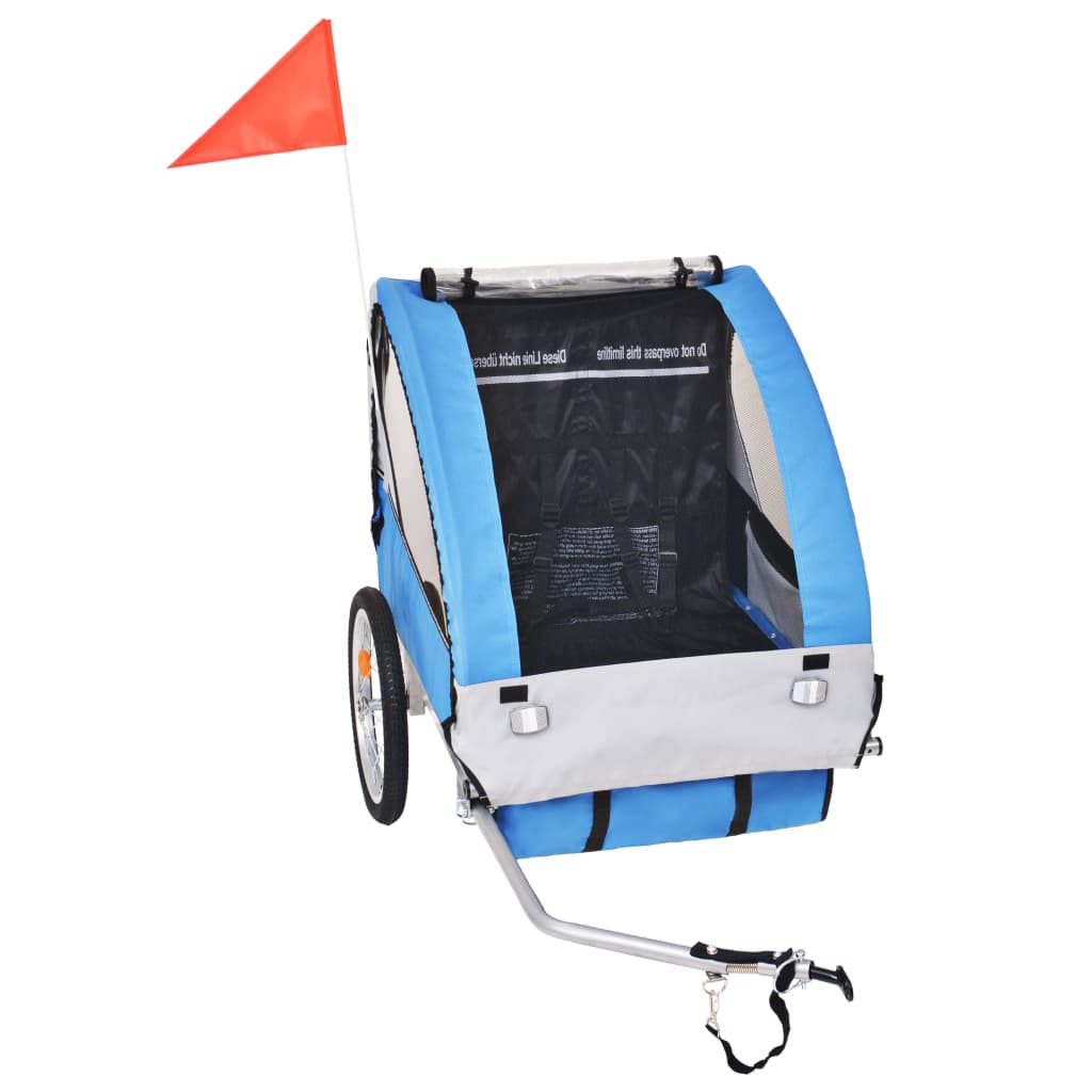 Bike Trailer Grey And Blue 30 Kg