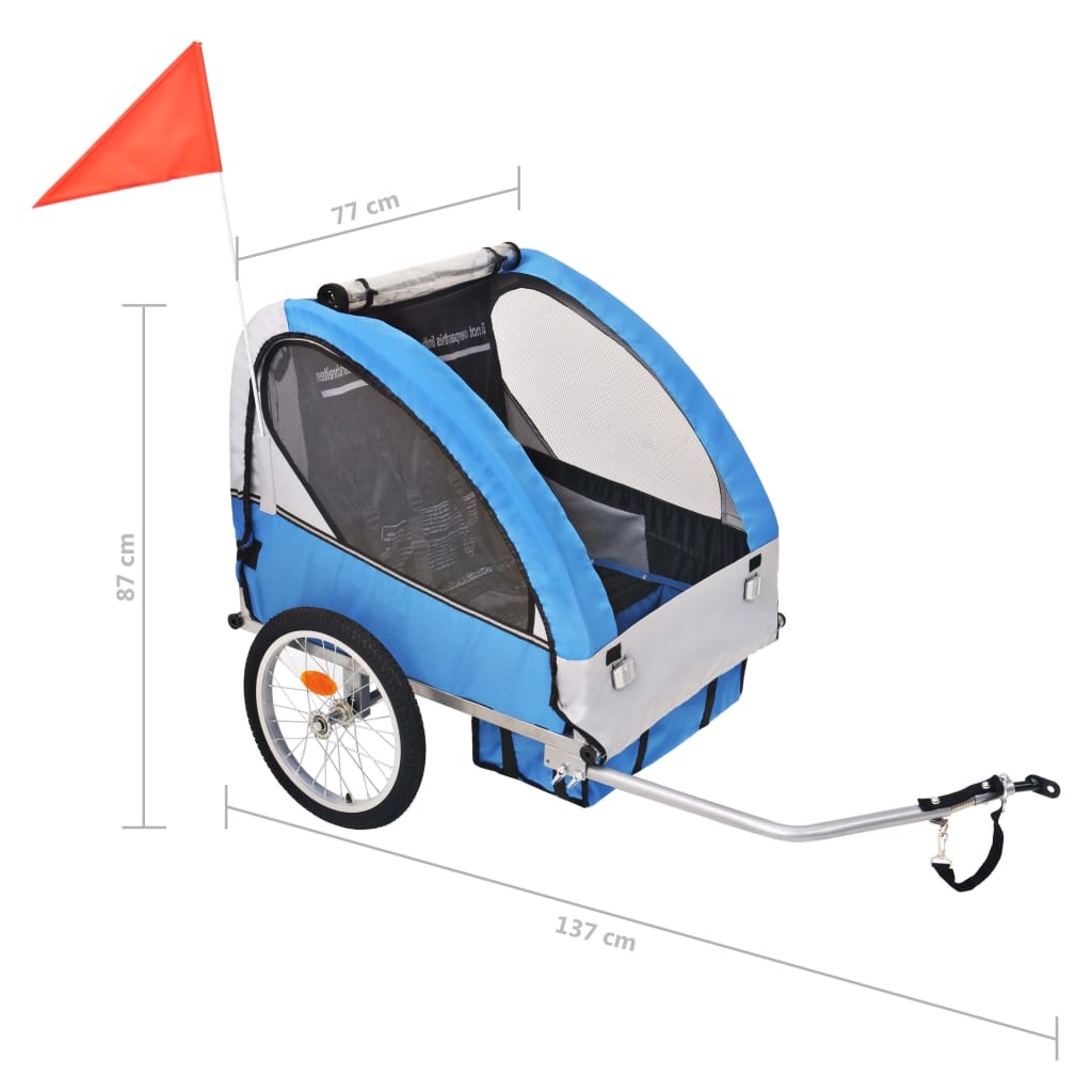 Bike Trailer Grey And Blue 30 Kg