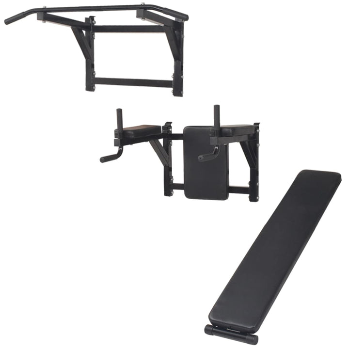Wall-Mounted Multi-Functional Fitness Power Tower Black