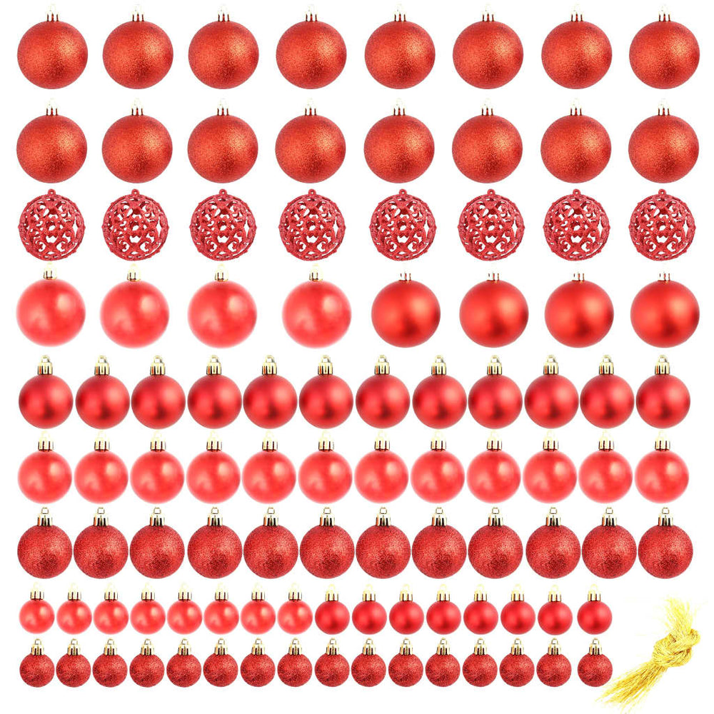 100 Piece Christmas Ball Set 3/4/6 Cm