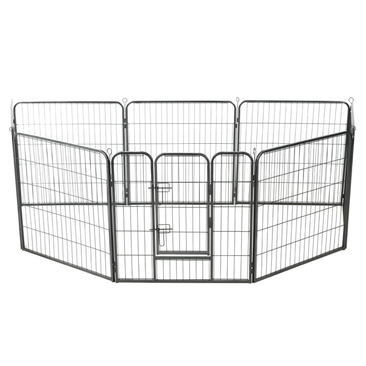 Dog Playpen 8 Panels Steel Black