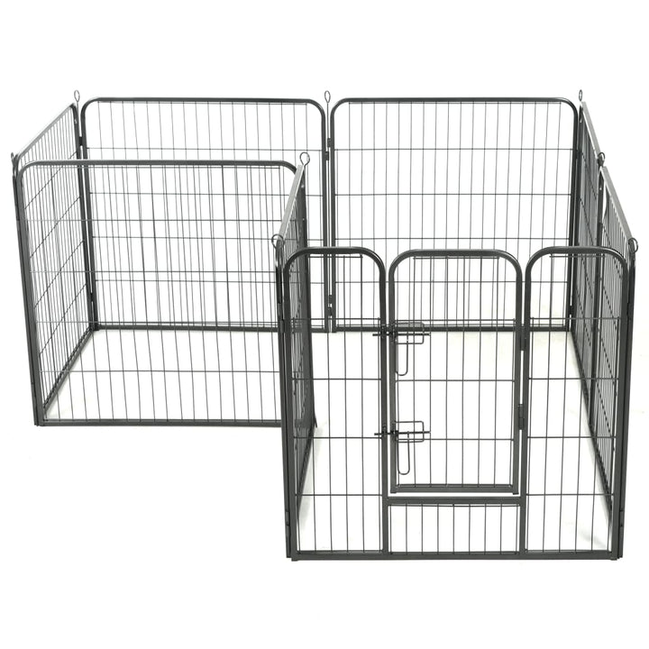 Dog Playpen 8 Panels Steel Black