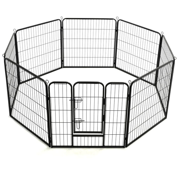 Dog Playpen 8 Panels Steel Black