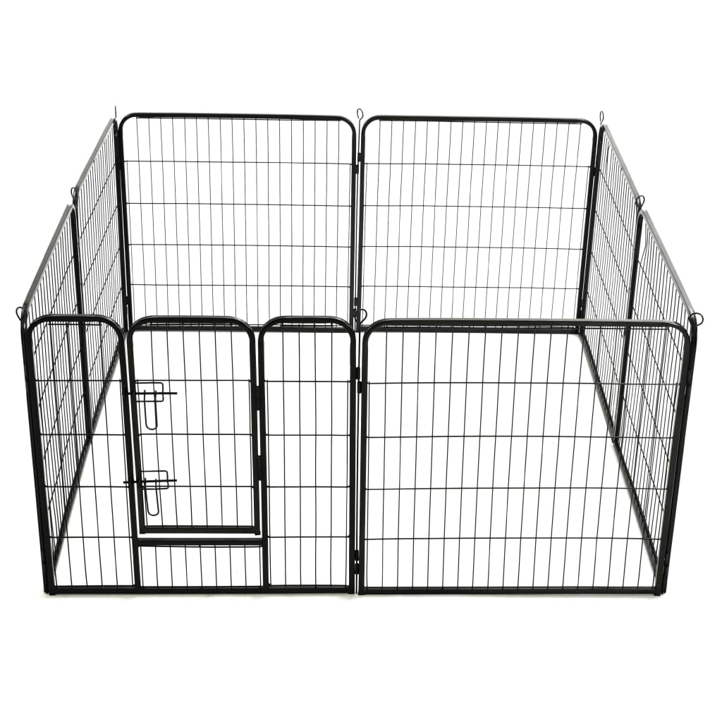 Dog Playpen 8 Panels Steel Black