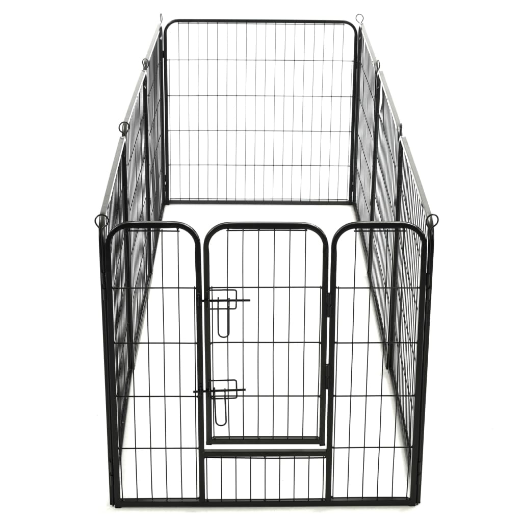 Dog Playpen 8 Panels Steel Black
