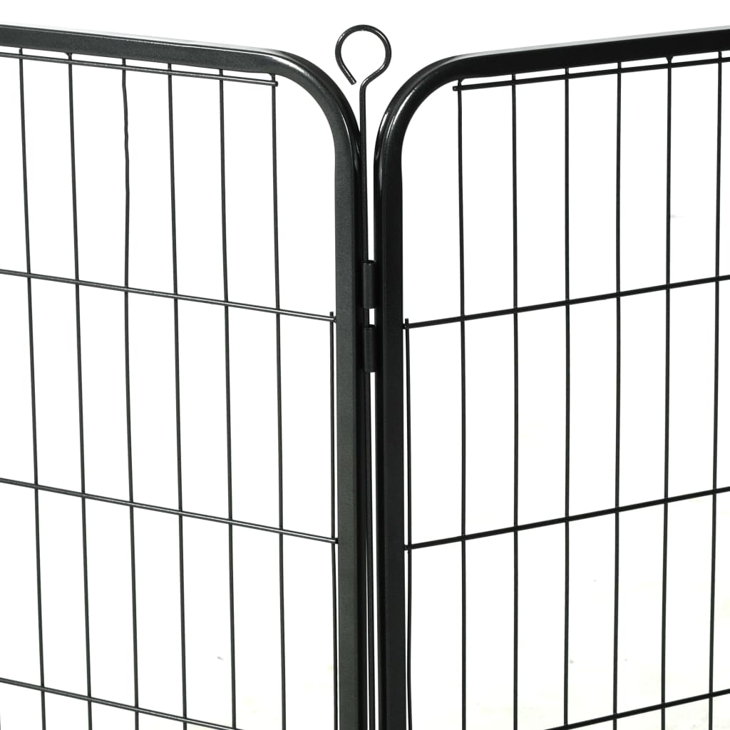 Dog Playpen 8 Panels Steel Black