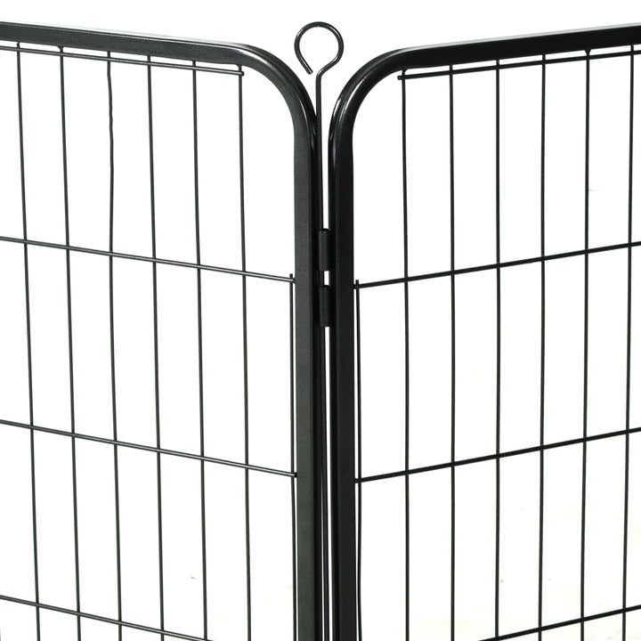 Dog Playpen 8 Panels Steel Black