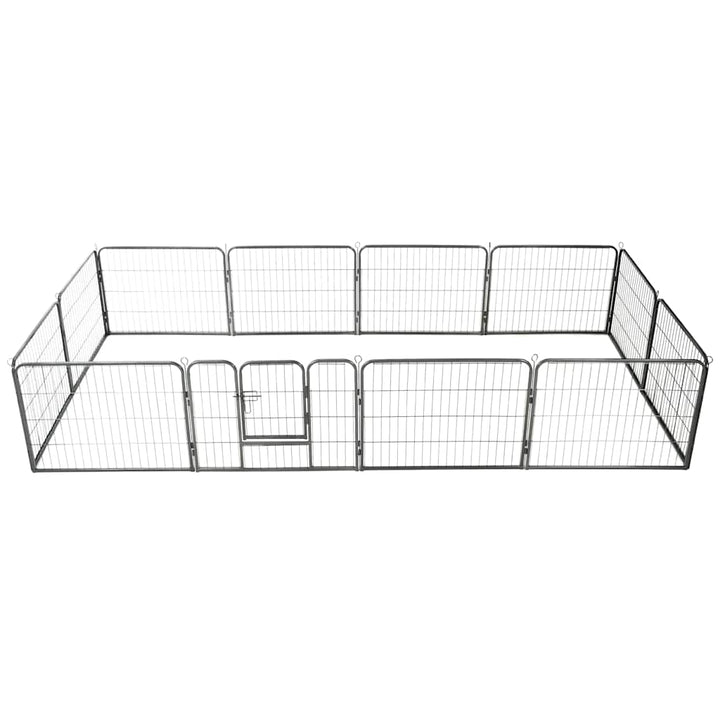 Dog Playpen 8 Panels Steel Black