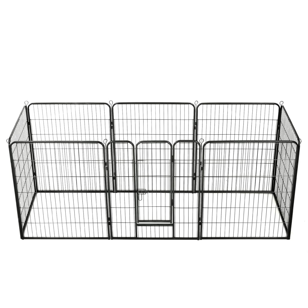 Dog Playpen 8 Panels Steel Black