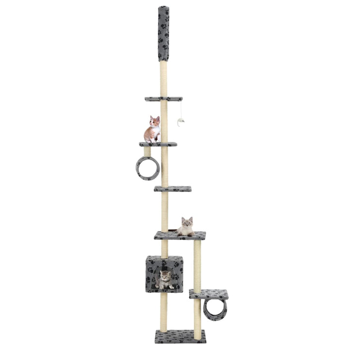 Cat Tree With Sisal Scratching Posts Beige Paw Prints