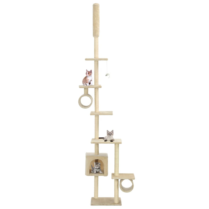 Cat Tree With Sisal Scratching Posts Beige Paw Prints