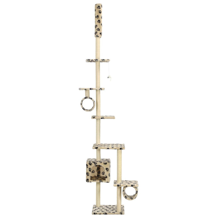 Cat Tree With Sisal Scratching Posts Beige Paw Prints
