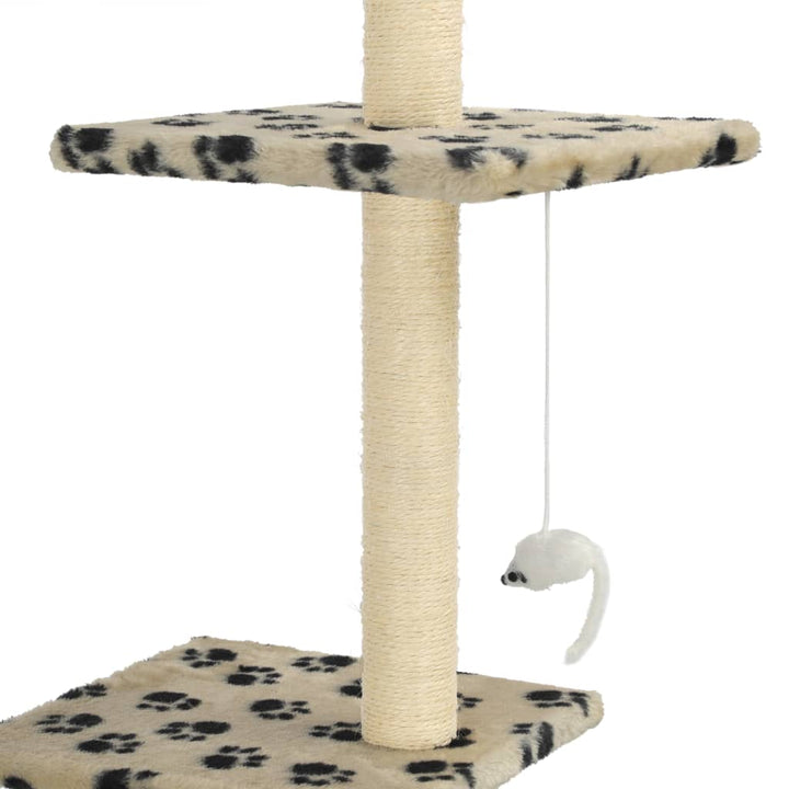 Cat Tree With Sisal Scratching Posts Beige Paw Prints