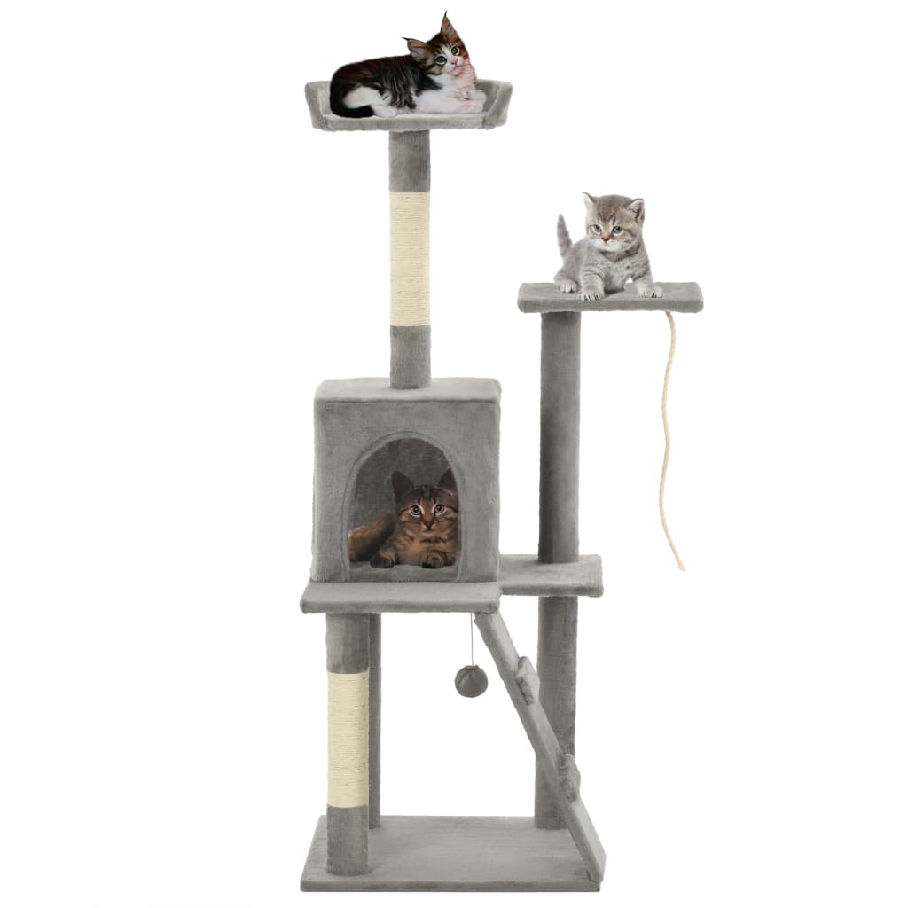 Cat Tree With Sisal Scratching Posts 120 Cm Beige Paw Prints
